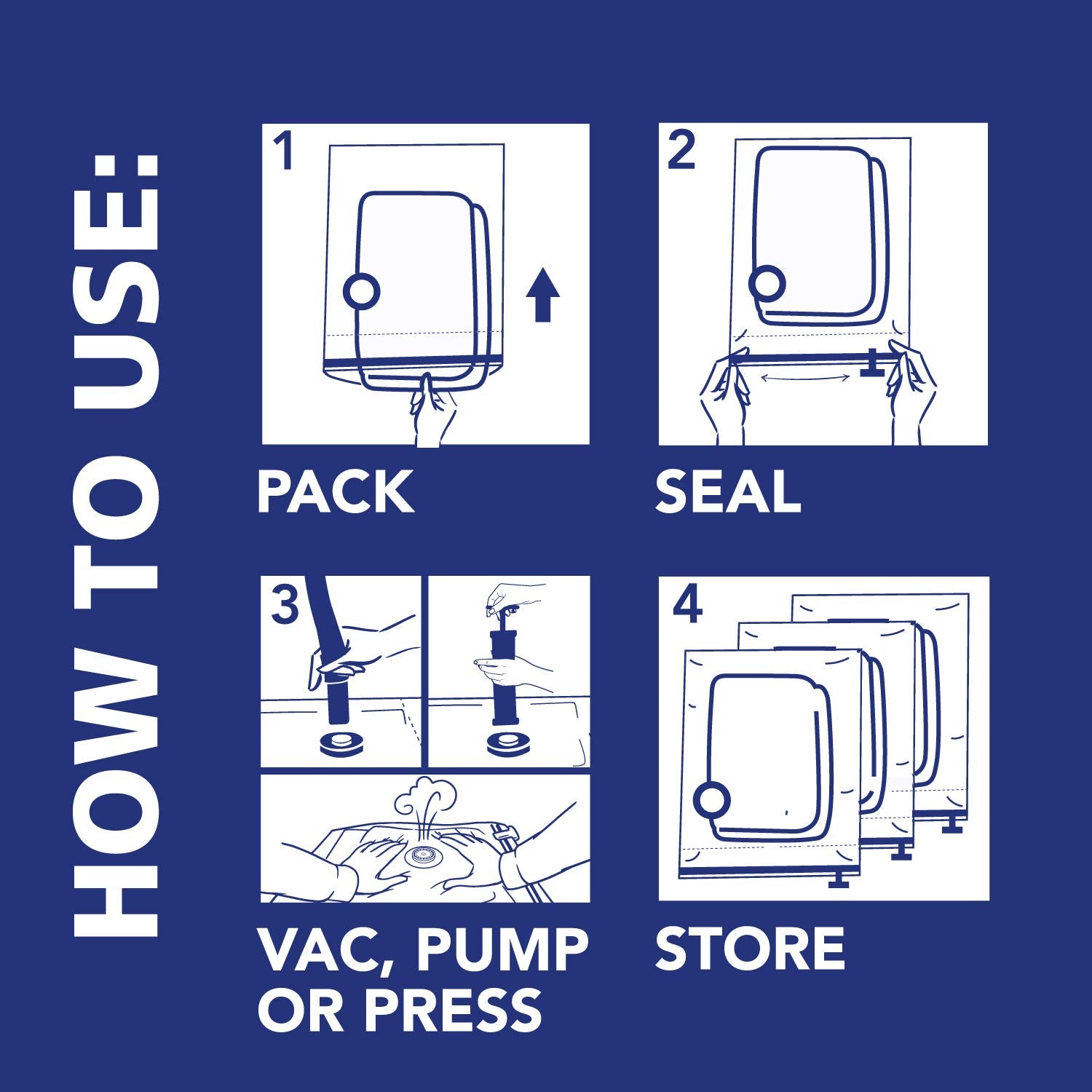 shrink-pak compressed bags stored under bed for organized space