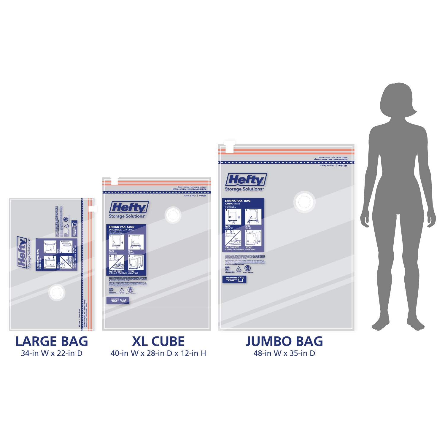 shrink-pak xl cube packed with sweaters to maximize closet space