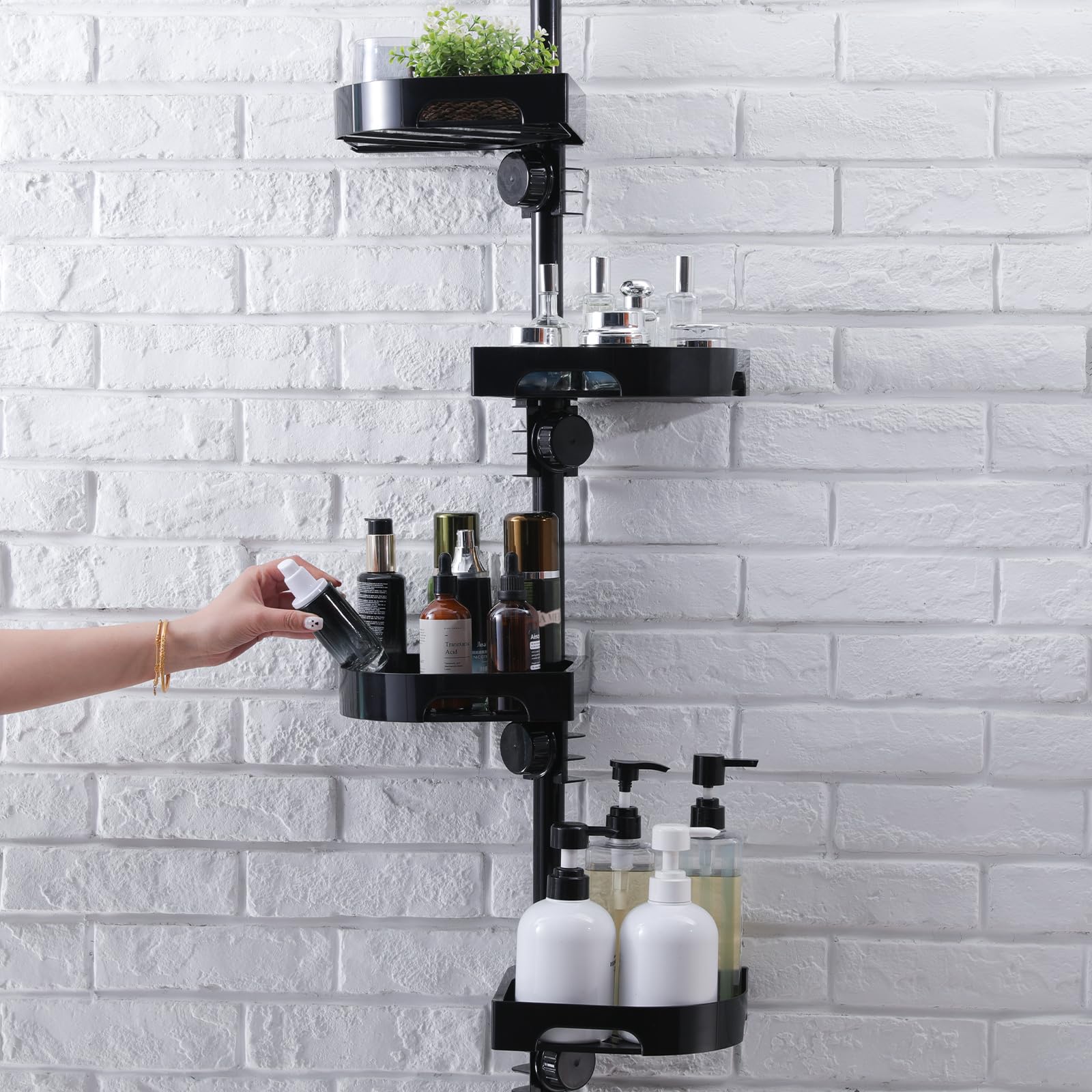 shuang qing full product front showing four baskets and black finish, maximizes corner storage