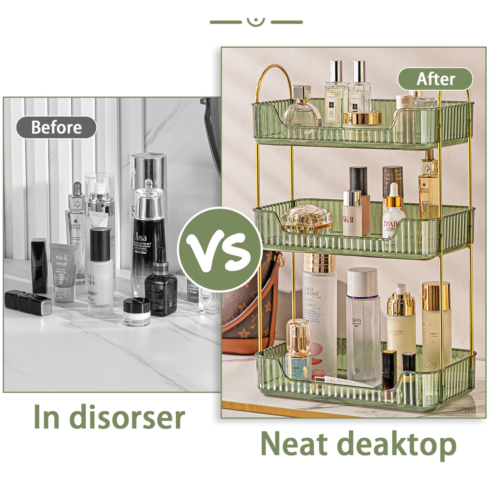 shuang qing organizer with bottles showing tier height differences for tall items