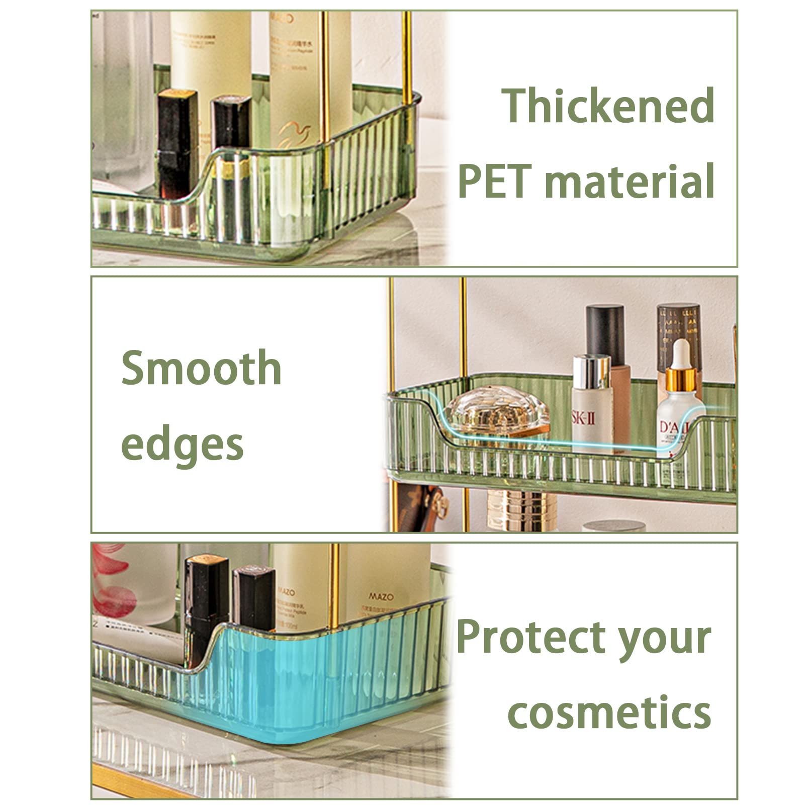 shuang qing organizer on bathroom vanity with skincare for quick access