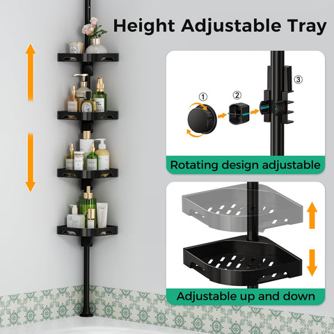shuang qing tension pole mechanism close-up demonstrating spring-lock, enables tool-free install
