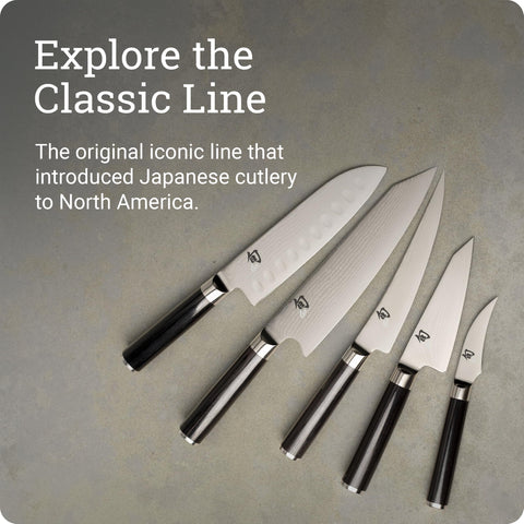Shun Classic 6" beside a ruler for scale demonstrating compact six-inch blade length