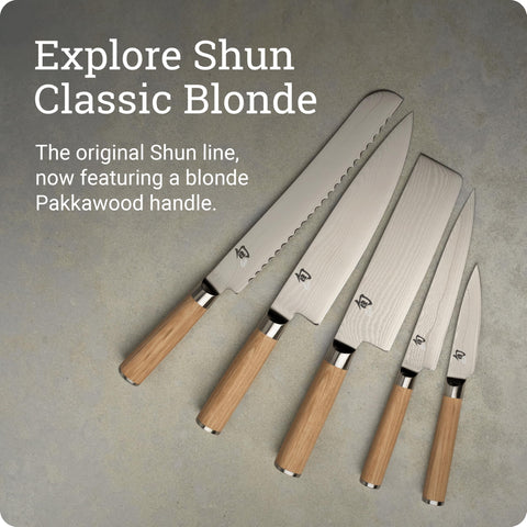 Shun Classic Blonde boxed packaging and craft mark showing Japanese quality