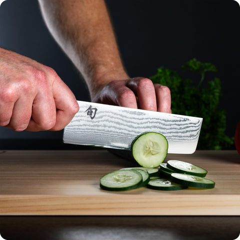 Shun classic nakiri packaging and warranty card showing provenance and support