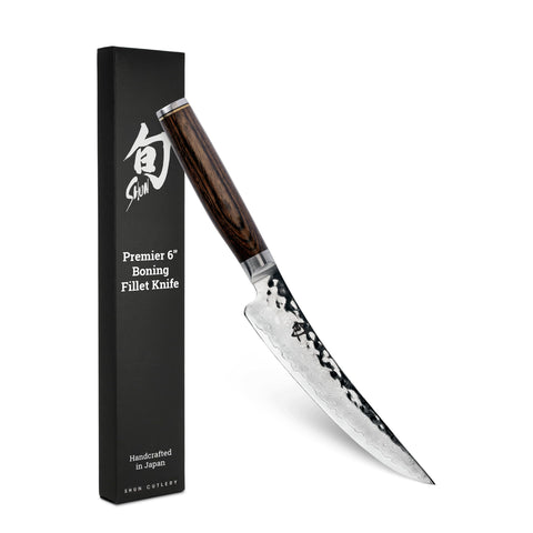 Shun Premier 6-inch boning knife front view showing blade and handle benefit precision