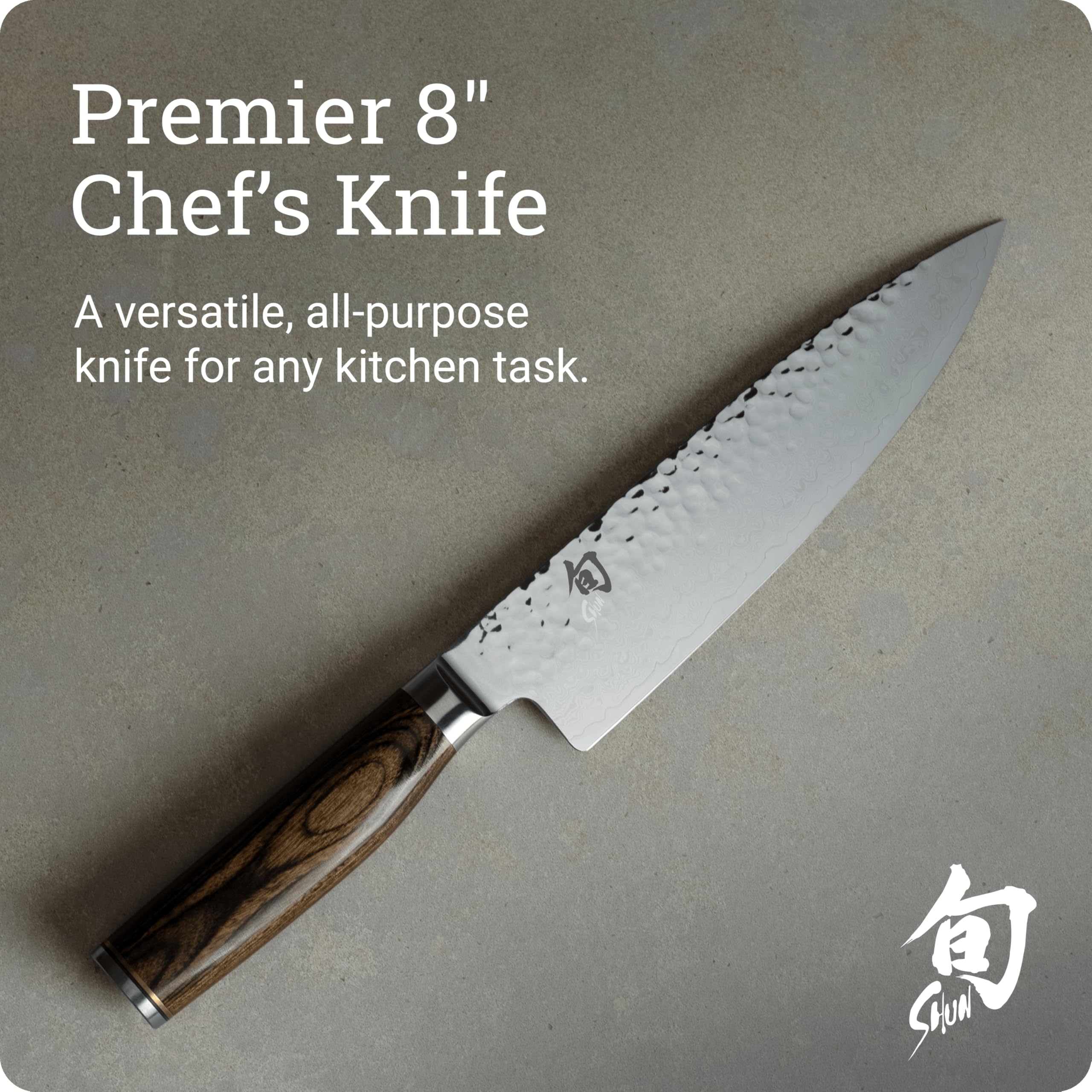 Shun Premier Damascus pattern layers highlighting durability and style