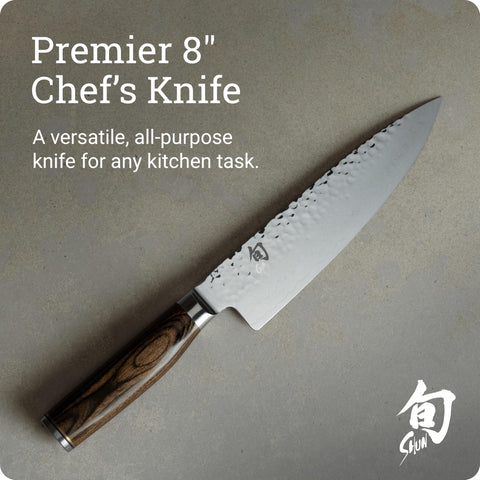 Shun Premier Damascus pattern layers highlighting durability and style