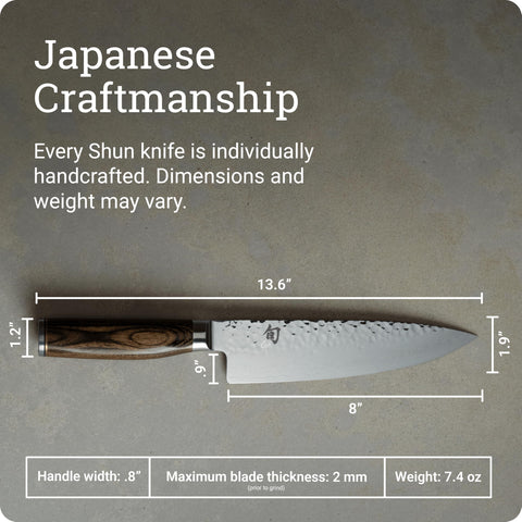 Shun Premier edge close-up showing VG-MAX sharpness for clean slices
