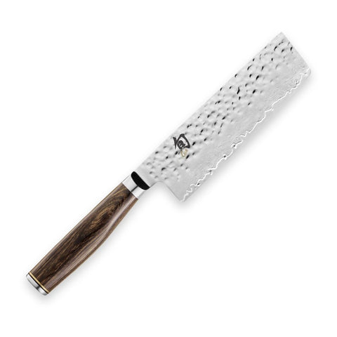 Shun Premier nakiri front view showing blade and balance benefit