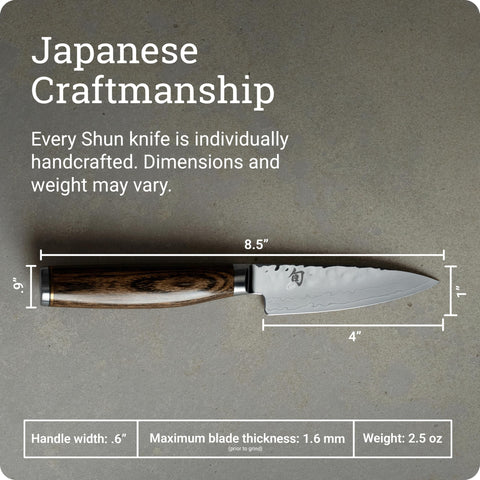 shun paring knife edge close-up showing 16-degree sharpness benefit