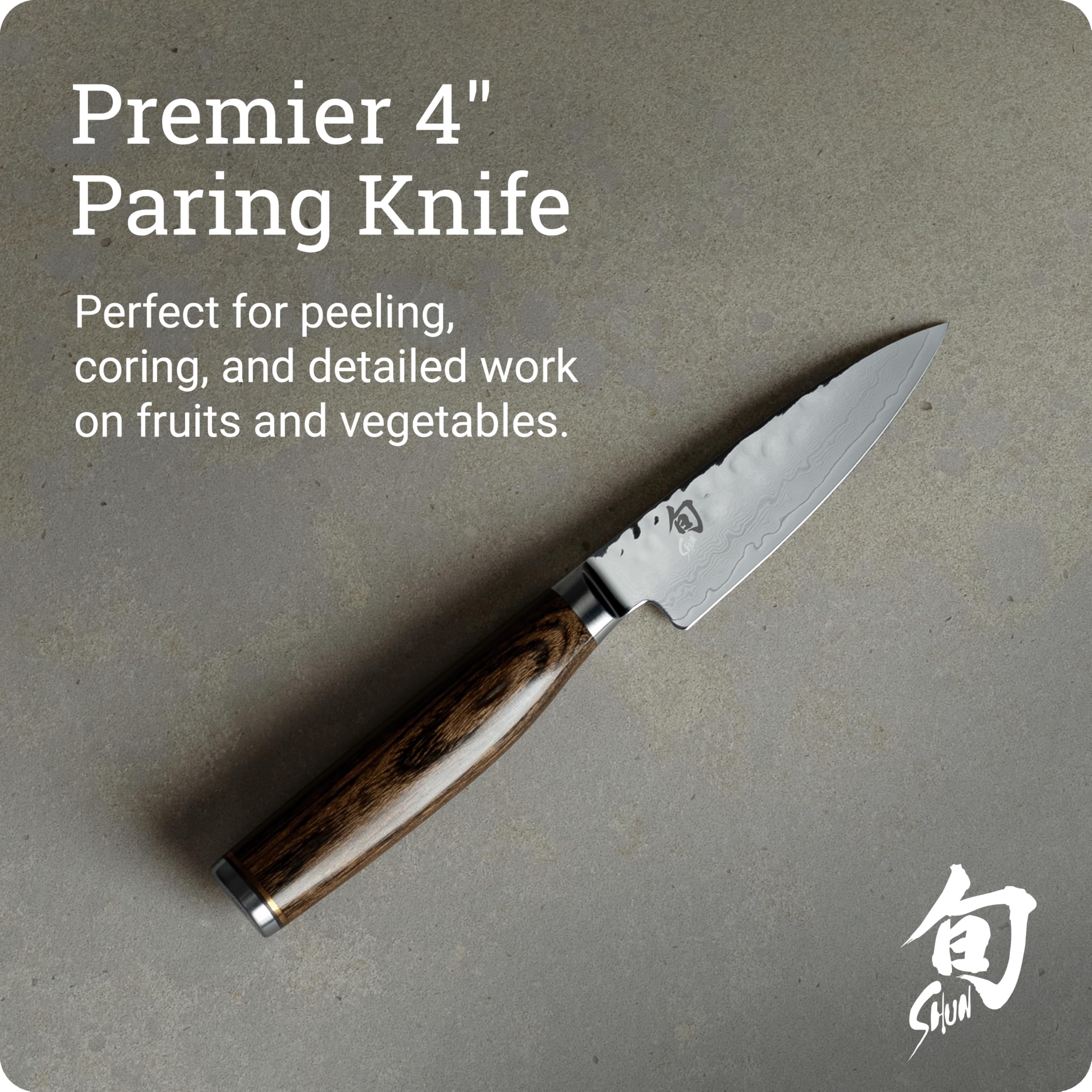 shun paring knife Damascus layer pattern highlights durable cladding