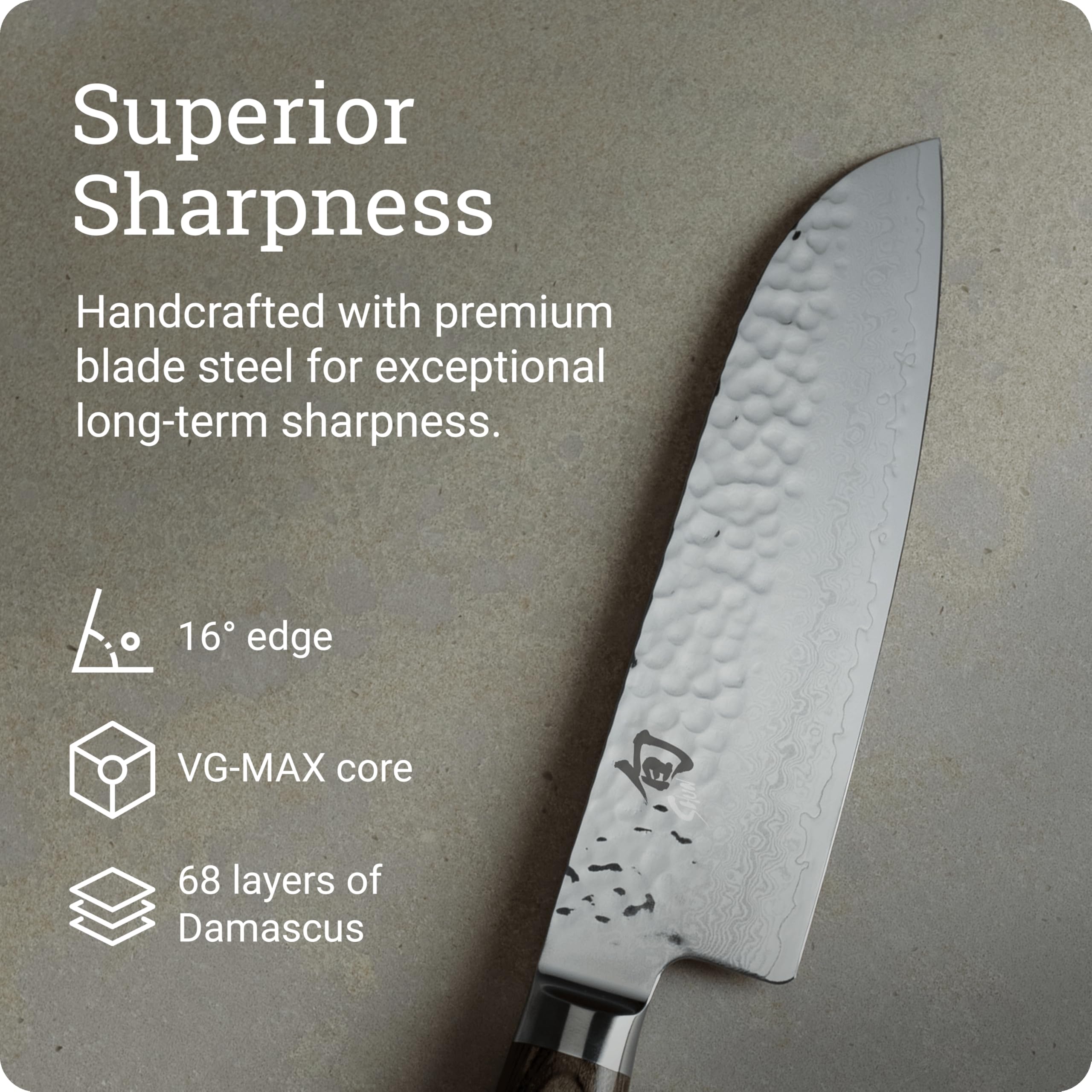 Shun Premier Pakkawood handle profile shows ergonomic grip for comfortable control