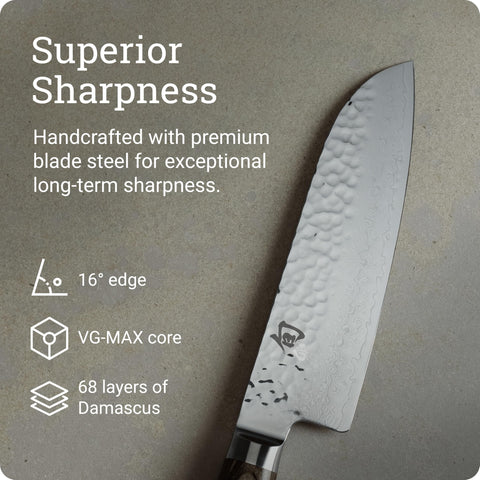 Shun Premier Pakkawood handle profile shows ergonomic grip for comfortable control
