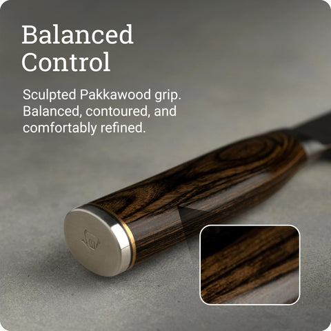 Shun Premier in use slicing vegetables demonstrates nimble performance and speed