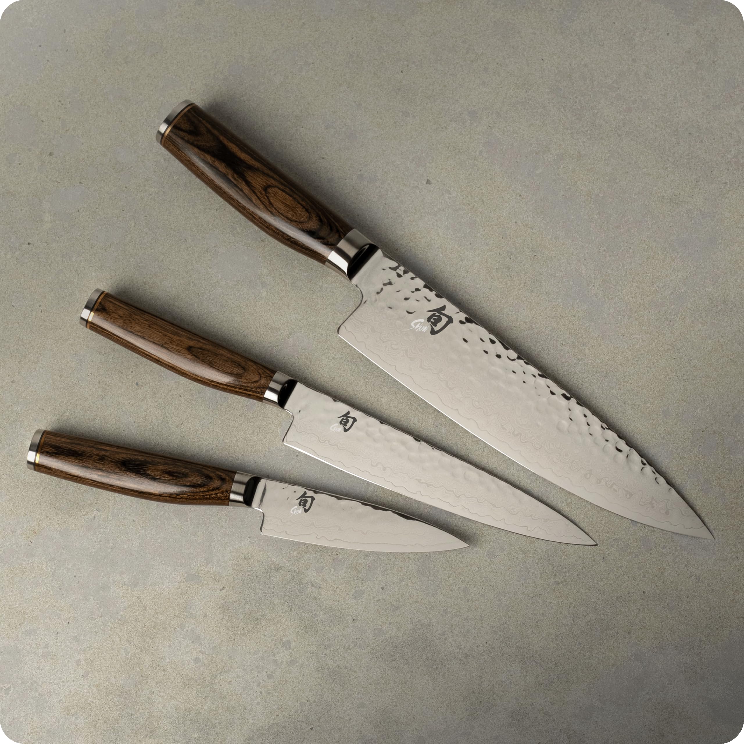 Shun premier tsuchime hammered finish texture reducing food sticking