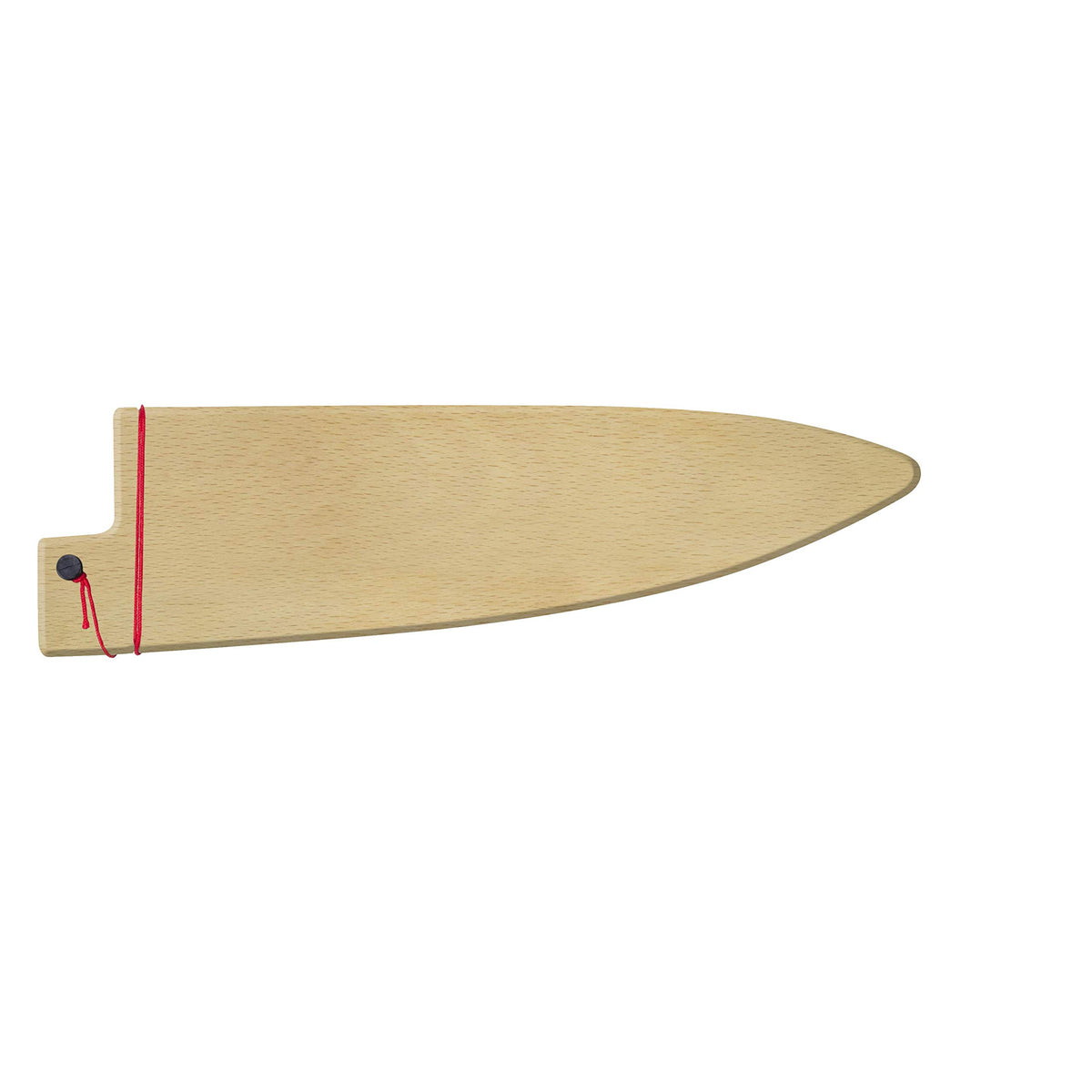 Shun saya front view showing clean blonde beech wood and protective profile