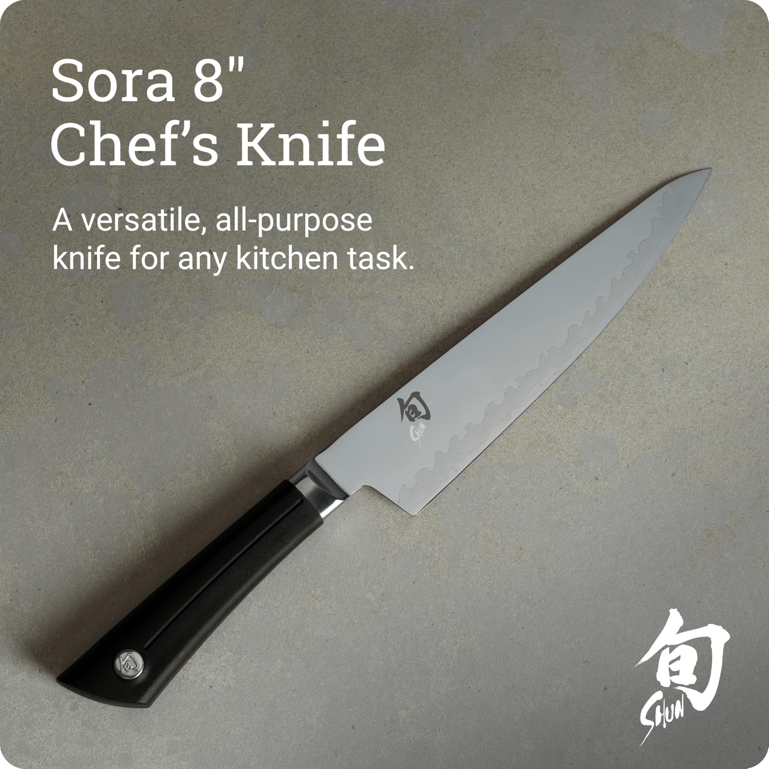 Shun Sora blade closeup highlighting VG10 core and durable cladding for long-lasting sharpness