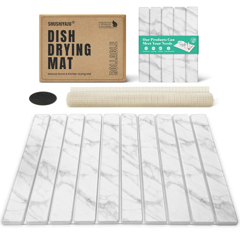 SHUSHIYAJU front view of white marble mat showing clean aesthetic and fast drying