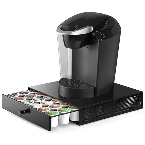 SICHEER front view showing pod drawer and stable brewer platform, saves counter space