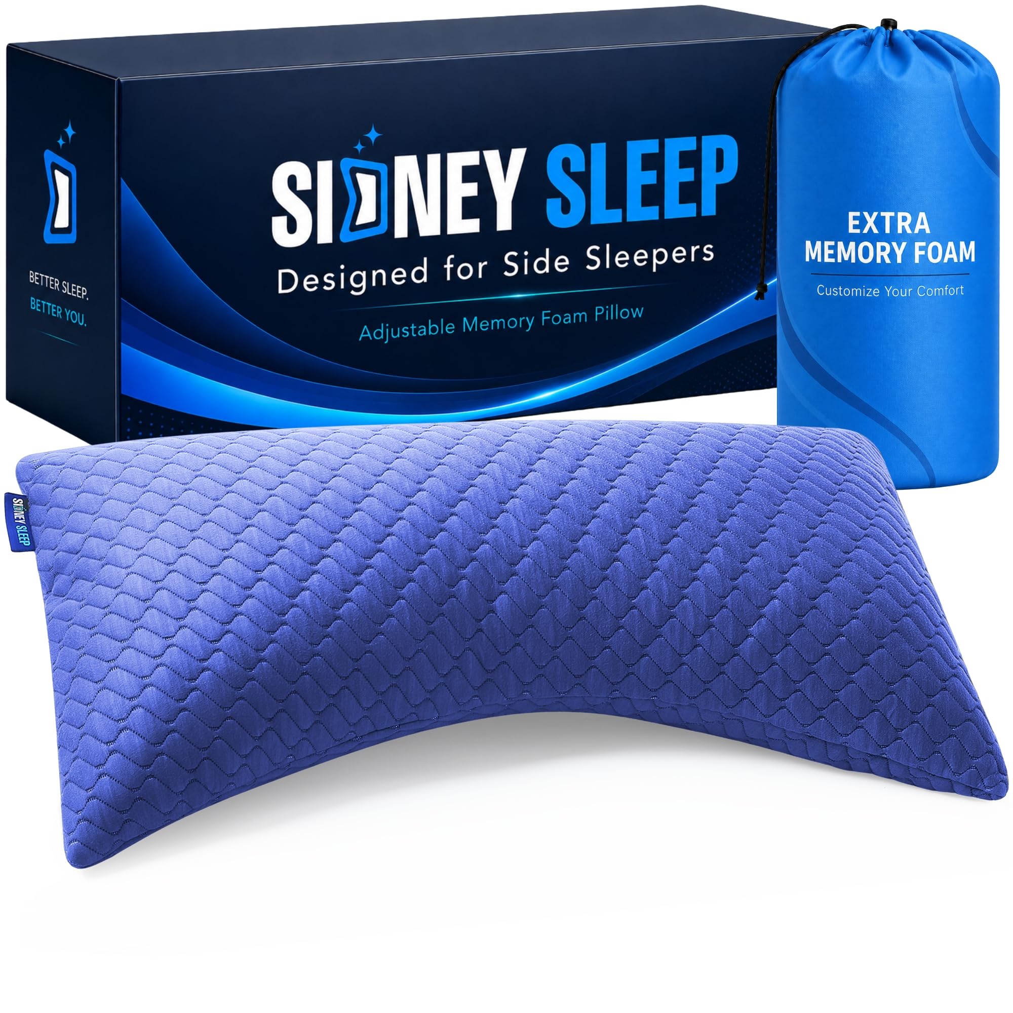 Sidney Sleep king pillow front view showing full size and neat cover for comfortable sleep