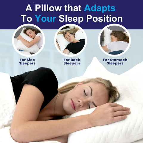 Sidney Sleep king pillow styled on bed in bedroom to show real-life comfort and scale