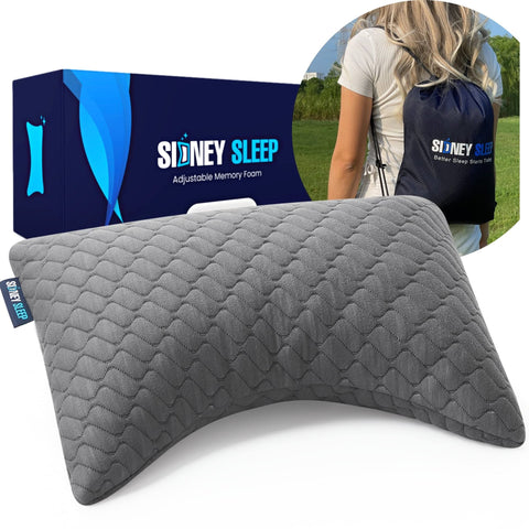 Sidney Sleep mini front view showing curved shape and compact size for travel comfort