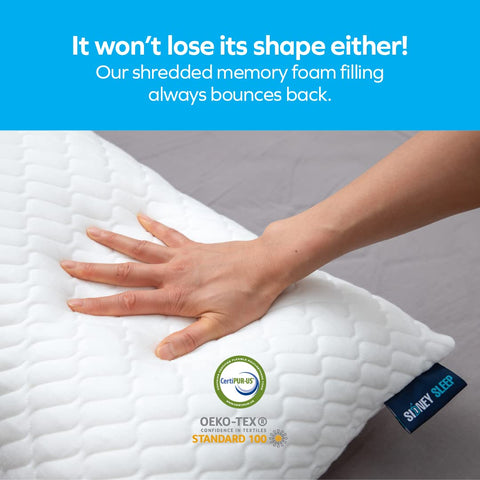 Sidney Sleep mini pillow on airplane seat offering head and neck stability