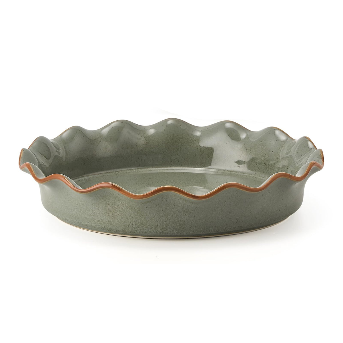 SIDUCAL ceramic pie pan front view showing clean rim and baking-ready shape
