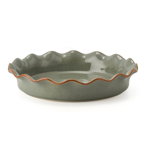 SIDUCAL ceramic pie pan front view showing clean rim and baking-ready shape