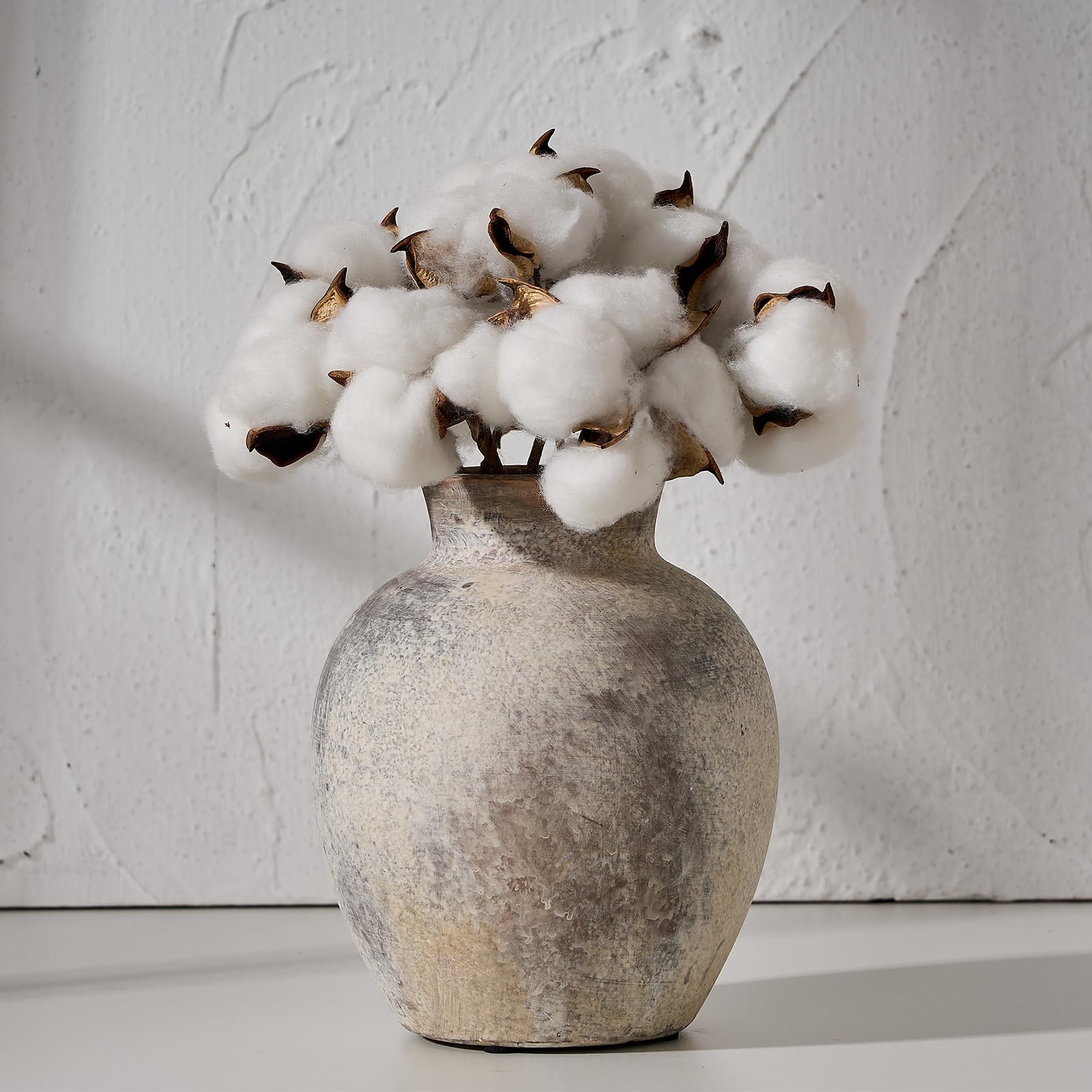SIDUCAL front view whitewashed terracotta vase adding rustic charm