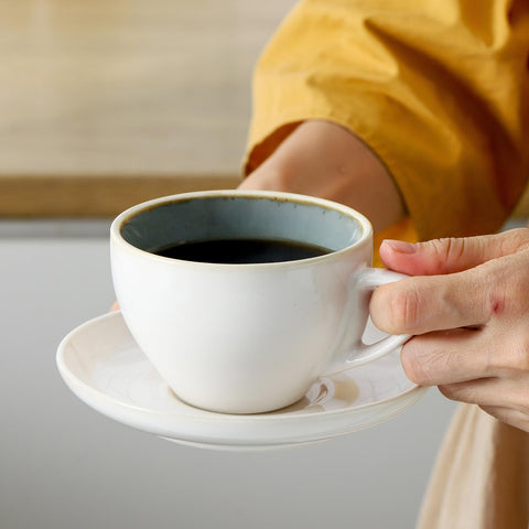 SIDUCAL 8oz cappuccino cup with latte art showing ideal serving capacity