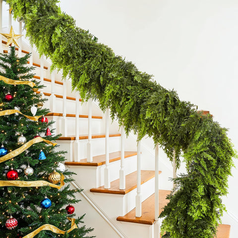 SIECCY garland beside a 6 ft ruler for scale demonstrating length and easy coverage options