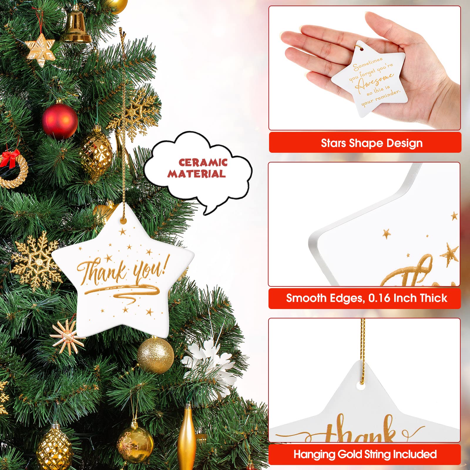 Sieral double-sided printed star showing gratitude and encouragement messages