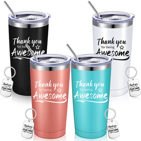 Sieral tumbler front view showing thank-you message and durable design benefits