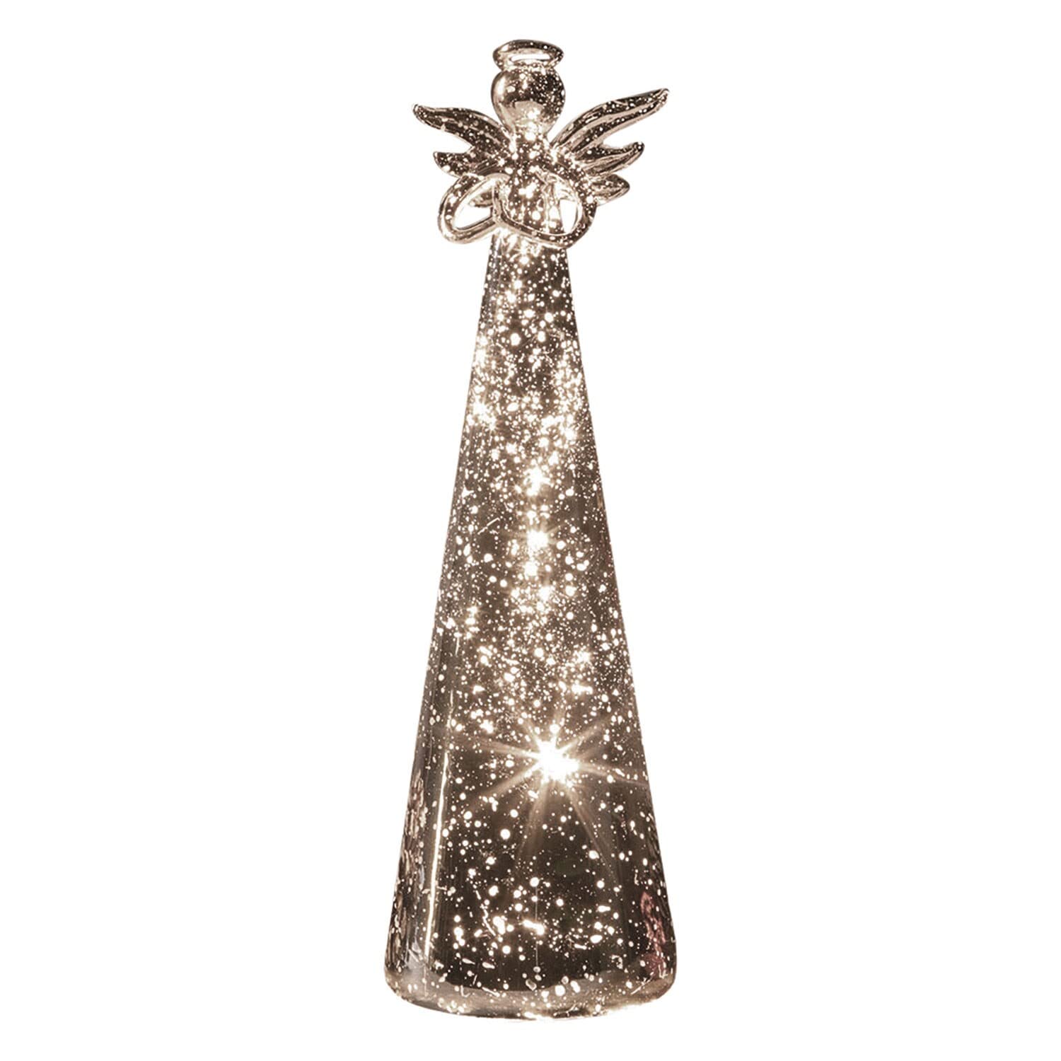 SIGNALS mercury glass angel front view showing elegant silhouette and reflective finish