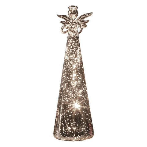 SIGNALS mercury glass angel front view showing elegant silhouette and reflective finish