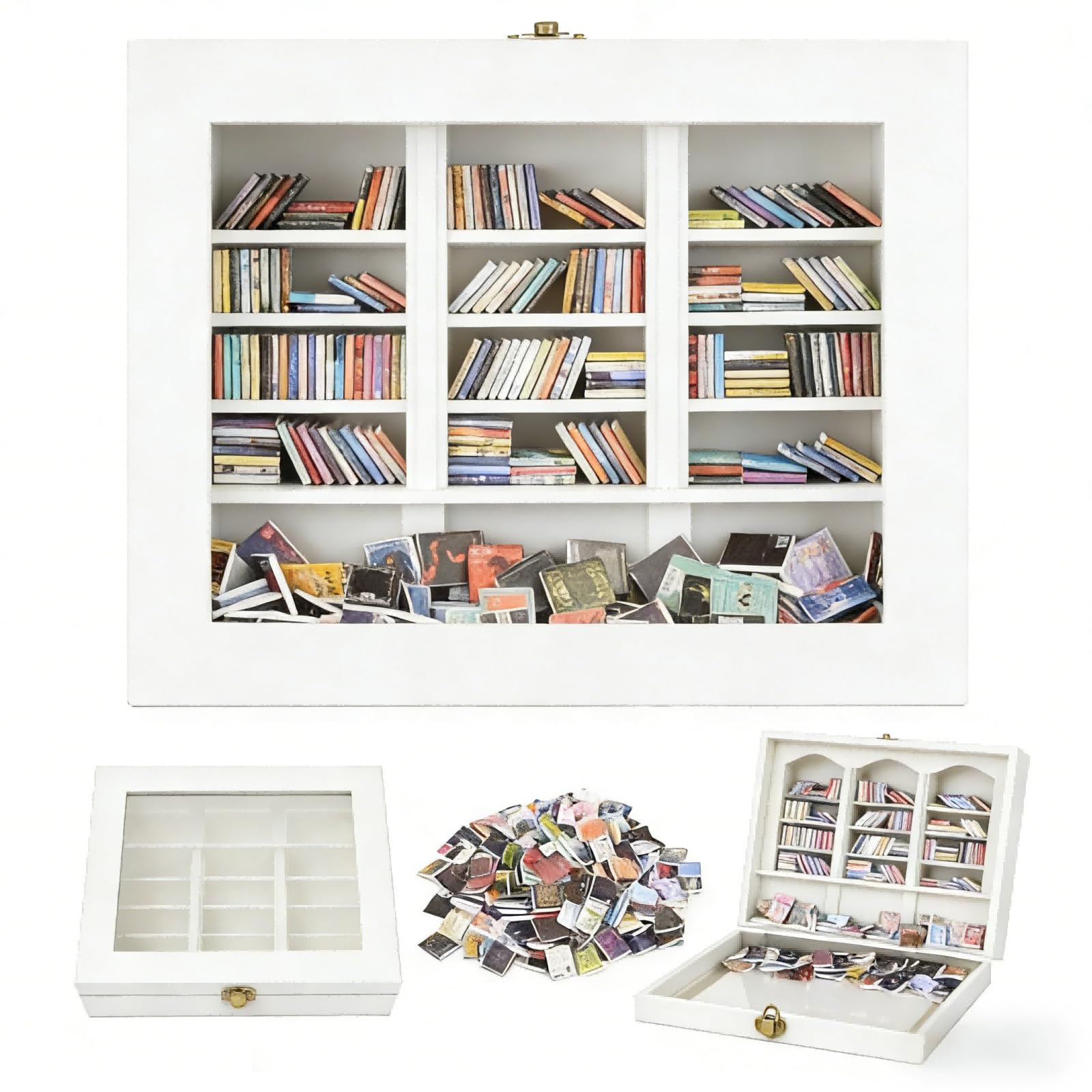 SIHPTO front view of mini wooden bookshelf showing clean design and compact benefit