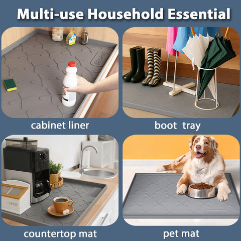 SIKADEER mat used in kitchen organizing bottles and cleaning supplies neatly