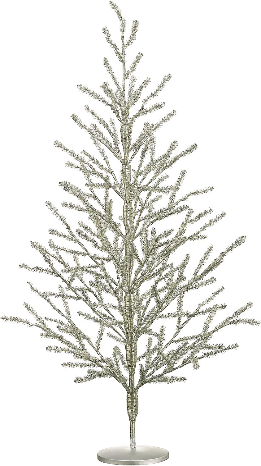 Silk Decor tree front view showing vintage silver sparkle and elegant holiday accent
