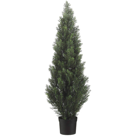 Silk Tree Warehouse cedar topiary front view showing lifelike shape and instant curb appeal