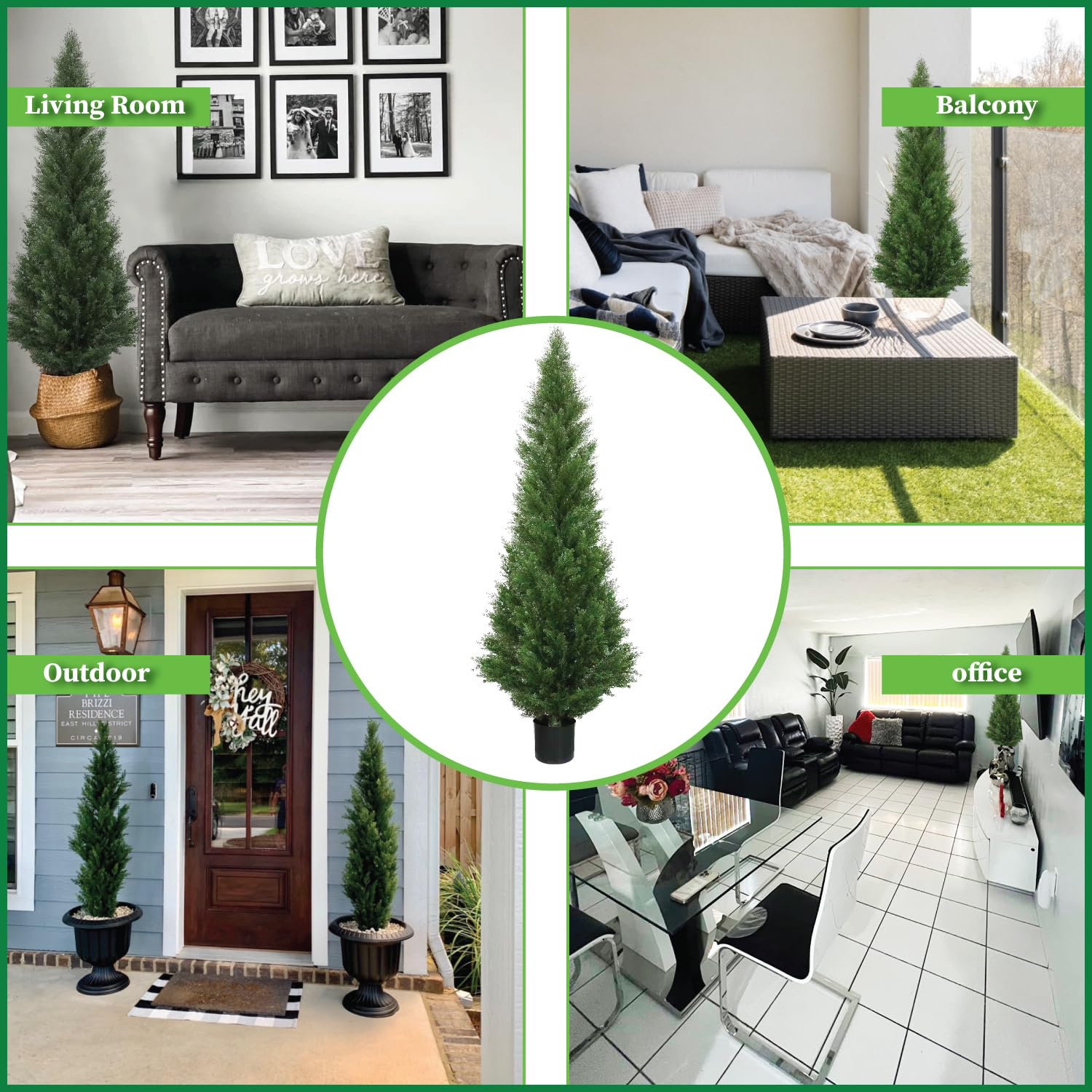 Silk Tree Warehouse outdoor patio display of topiaries, weather-resistant accent