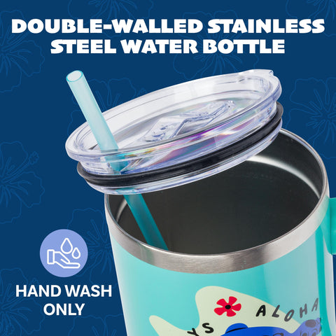 Silver Buffalo size comparison beside water bottle showing roomy 40oz capacity