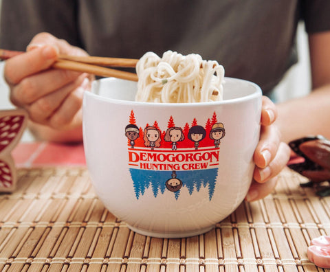 Silver Buffalo bowl filled with ramen showing practical use and appetizing presentation