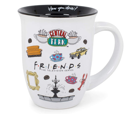 Silver Buffalo mug front view with Central Perk logo, showcases fandom pride and vibrant art