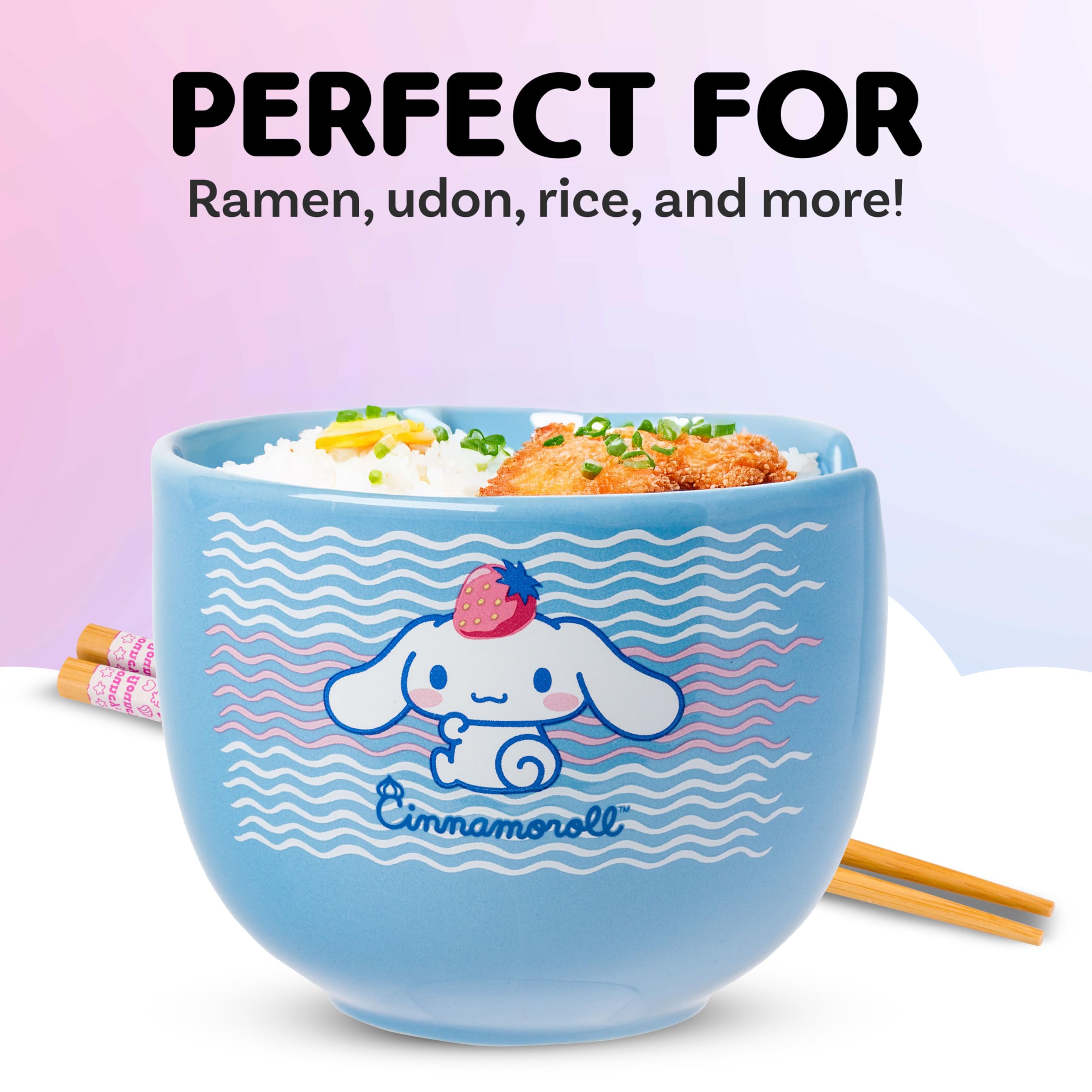 Silver Buffalo inside illustration of Cinnamoroll strawberry hat, bright meal presentation
