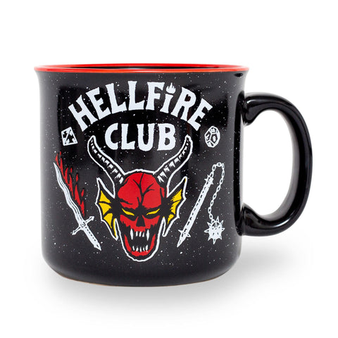 Silver Buffalo mug front view showing Hellfire Club logo and large capacity benefit