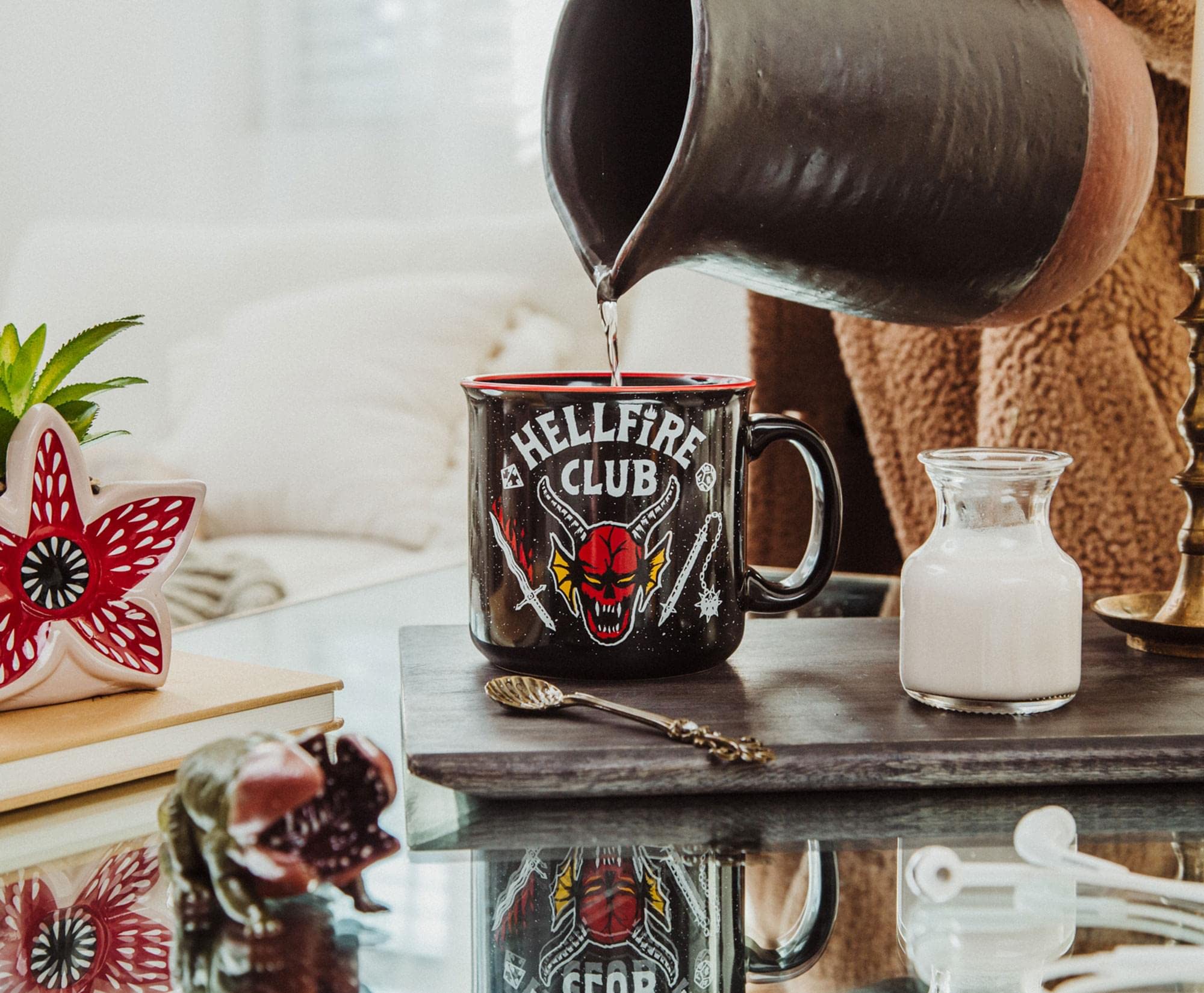 Silver Buffalo mug in kitchen morning scene adding fandom to daily routine