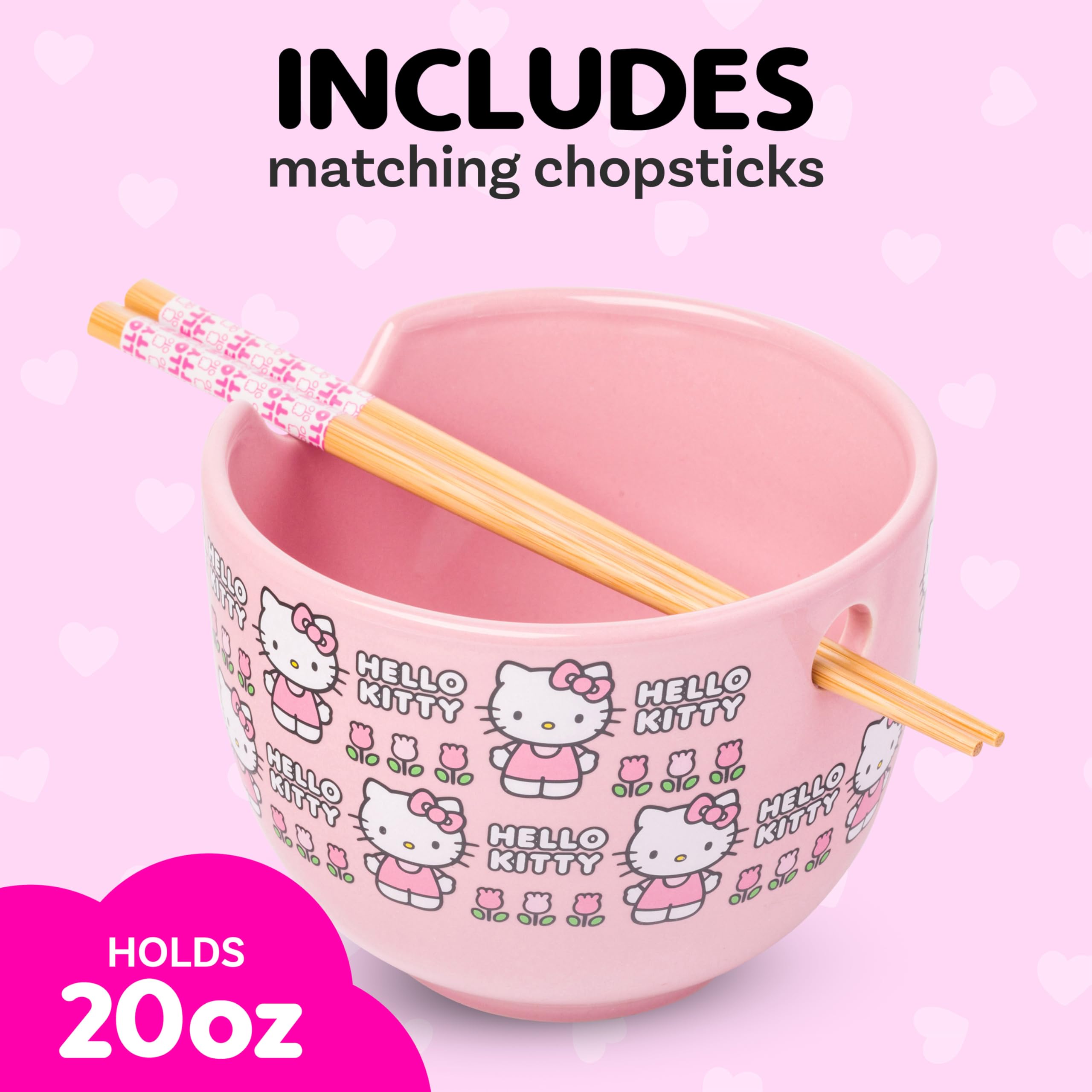Silver Buffalo Hello Kitty chopsticks close-up showing color and easy resting feature