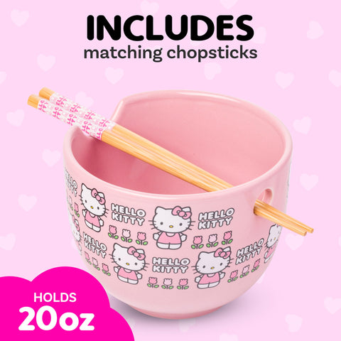 Silver Buffalo Hello Kitty chopsticks close-up showing color and easy resting feature